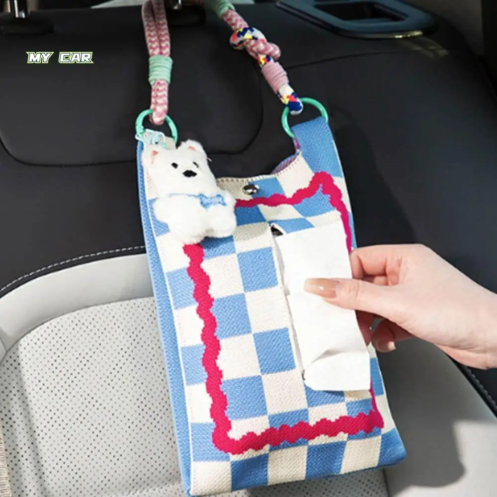 

Cute Dog Car Back Seat Tissue Box INS Animal Doll Tissue Case Holder Universal Space Saving Car Hanging Napkin Holder