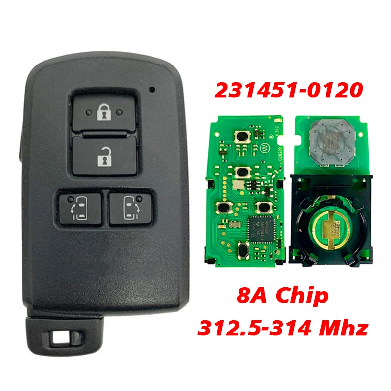 

CN007310 4 Button Car Proximity Key for Toyota Alphard Fob 8A Chip P4 A9 312.5-314Mhz FCCID 231451-0120 Keyless go