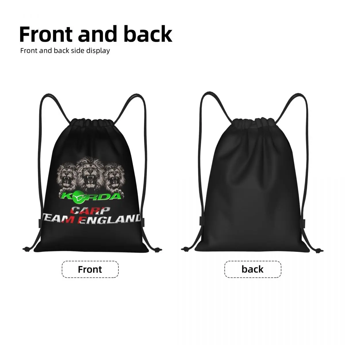 Custom Korda Fishing Logo Drawstring Bags Women Men Lightweight Fish Carp Fisherman Gift Sports Gym Storage Backpack