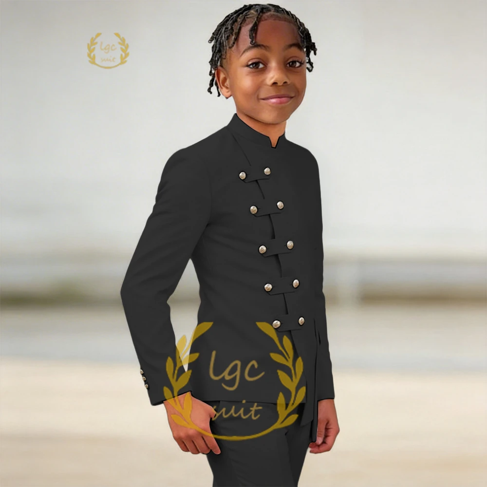Boys' Custom 2-Piece Formal Stand Collar Suit, Little Gentleman Blazer & Pants for Birthdays, Parties & Celebrations