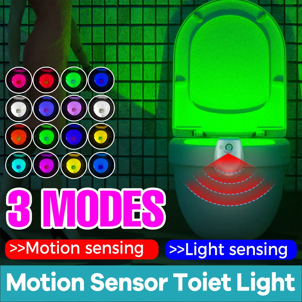 

Toilet Night Light Motion Sensor Light Toilet LED Light 15Color Batteries Powered Night Lamp For Bathroom Washroom Decoration