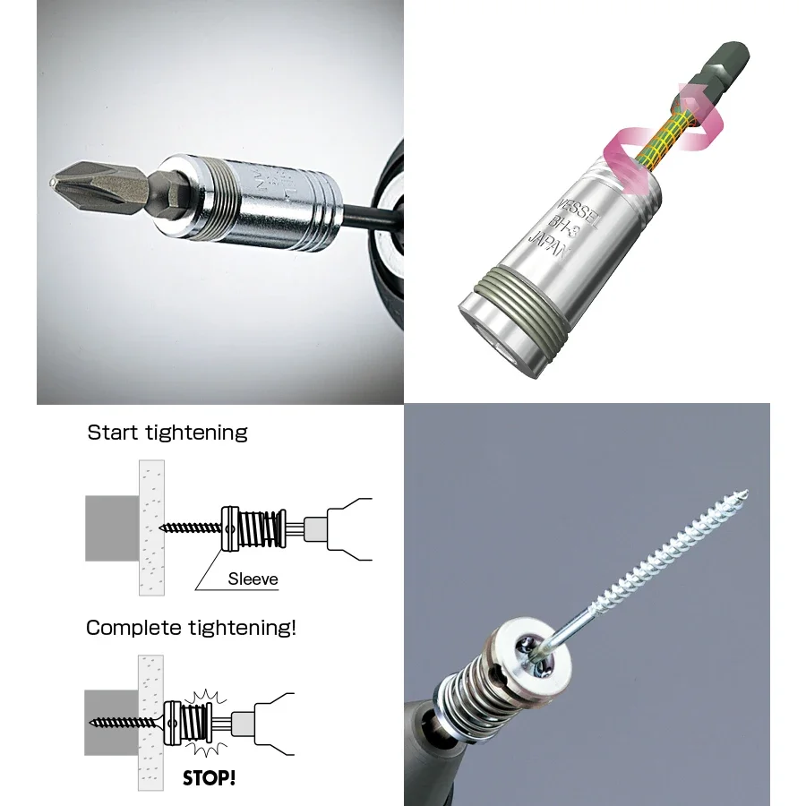 VESSEL NO.BH-11|BH-13|BH-14 (Japan) 1/4 Inch Shank Screw Catch Bit, Drill Chuck Replacement Shaft (PH2x65mm)  hand tools