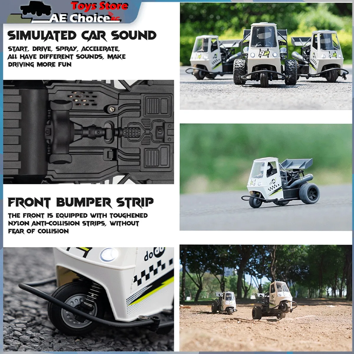 S810 1/16 2.4G télécommande trois roues RC moto avec pulvérisation légère électrique haute vitesse émulation motos jouet pour les enfants