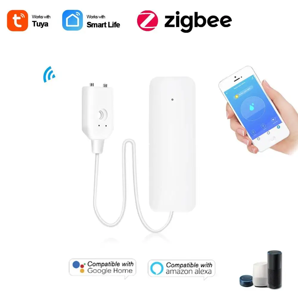 

Tuya Zigbee Water Sensor Alarm Water Leak Detector Flood Alert Overflow Security Alarm System Works With Zigbee Gateway