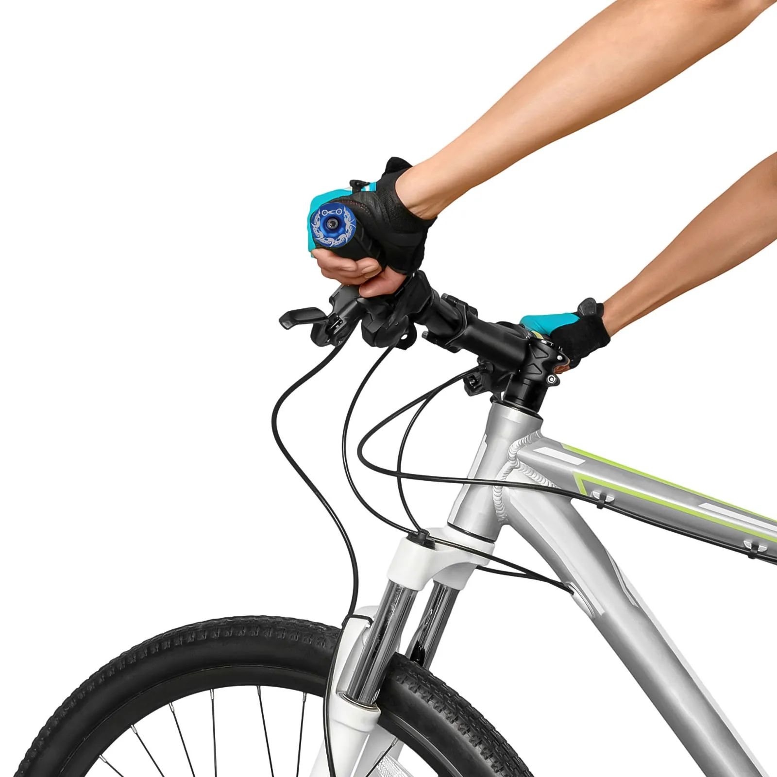 Pair of Bicycle Handlebar Plugs Aluminum Alloy Blue Silver Lightweight Durable Protect Handle for Road Mountain Fixed Gear