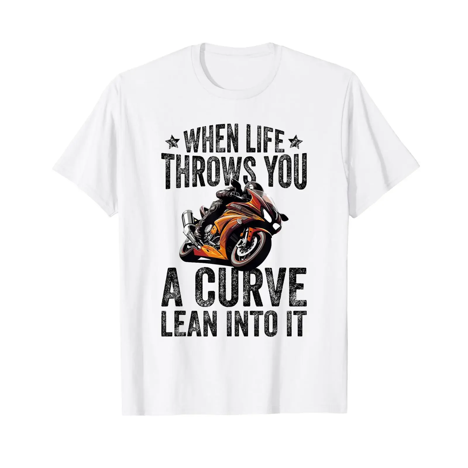 Two Wheels Endless Adventures When Life Throws You A Curve Lean Into It Funny Motorbike T Shirt vintage Washed Slightly