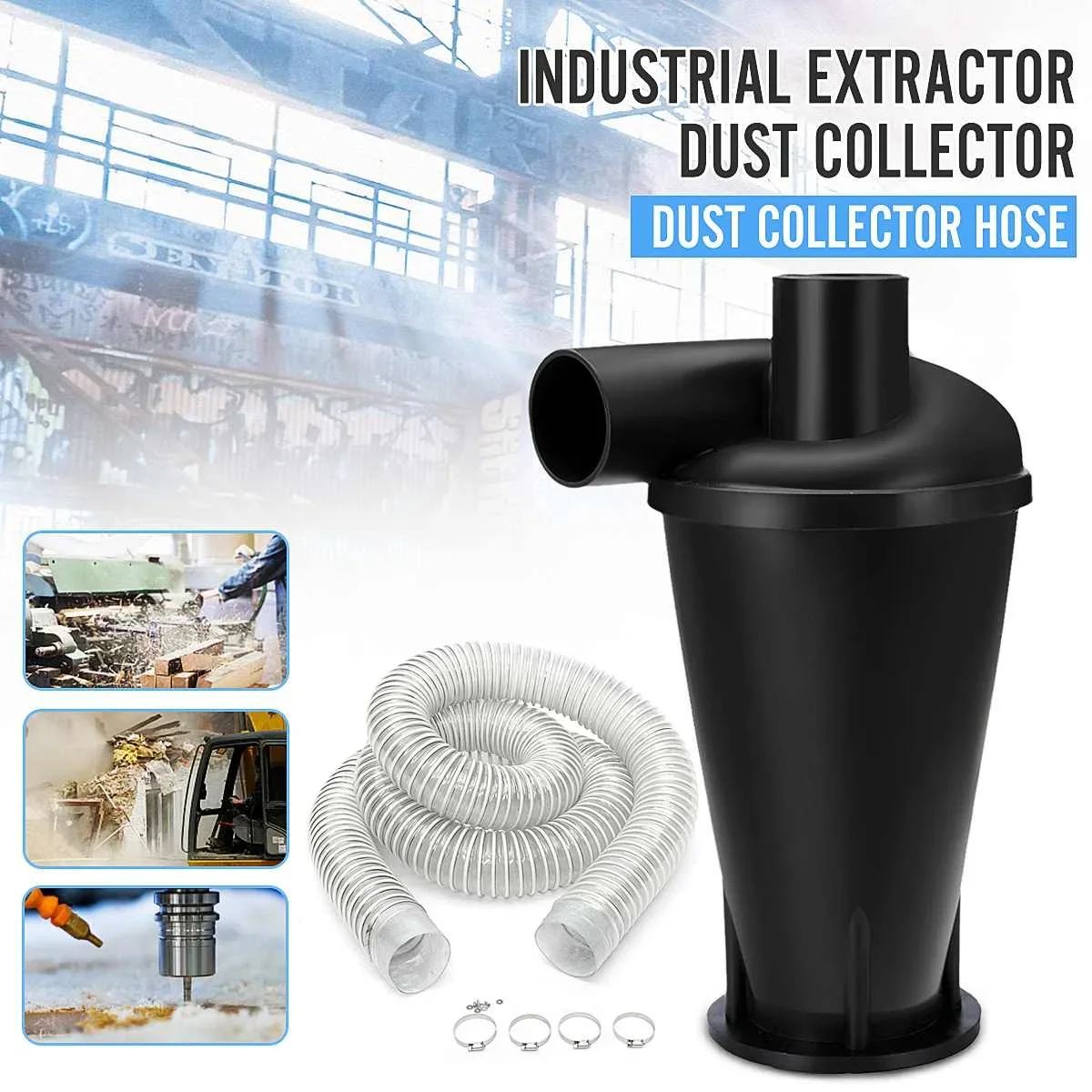 Industrial Extractor Dust Collector Cyclone Woodworking Vacuum Cleaner Filter Dust Separation  Catcher Turbo With Flange