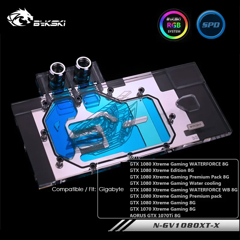 

BYKSKI Gpu Water Block use for GIGABYTE GTX1080 Xtreme GAMING/N-GV1080XT-X/GTX1070 Xtreme/GTX1070Ti /Full Cover Copper Block RGB