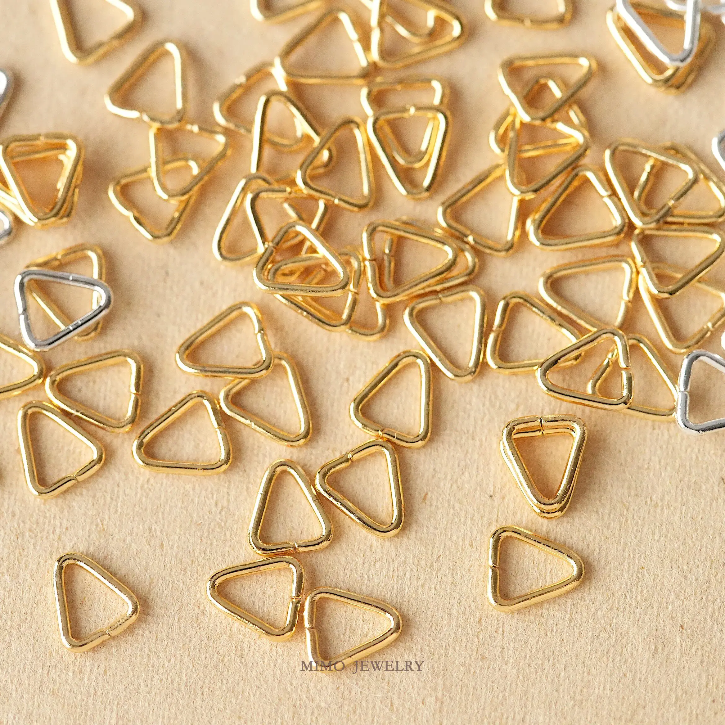 Copper-plated Real Gold Triangular Opening Ring, Water Drop Melon Seed Buckle, DIY Handmade Accessories