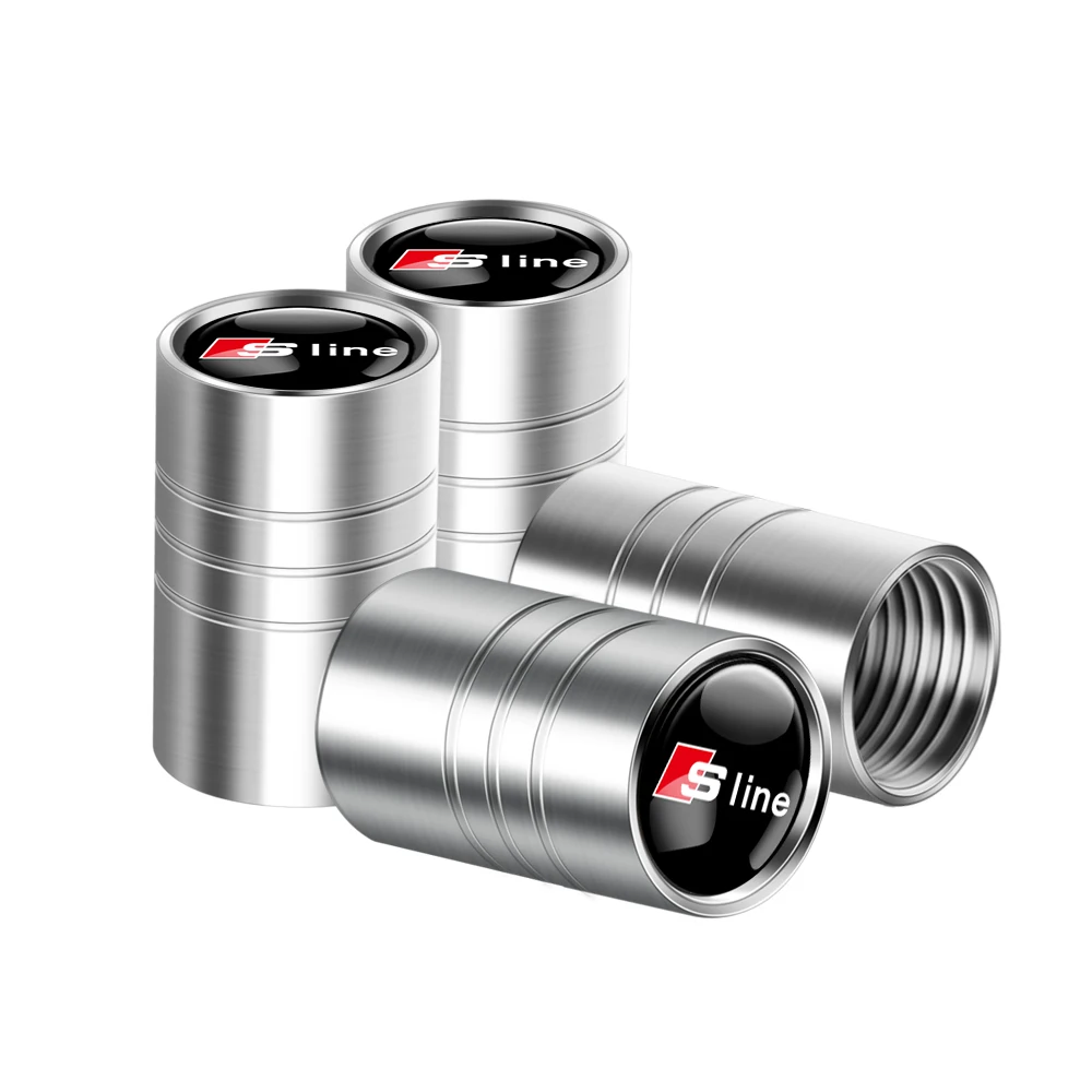4 Stück 3D Aluminium Auto-Rad-Reifen-Luftventilkappen für Audi Sline A1 A2 A3 A4 A4L A5 A6 A7 A8 A8L TT Q1 Q2 Q3 Q4 Q5 Q6 Q7 Q8 B2
