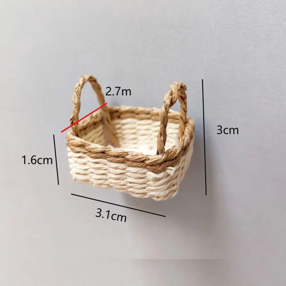 Mini Miniatur-Puppenhaus-Korb, modischer handgefertigter handgewebter Korb, DIY-Dekoration zum Kindertag für BJD-Puppen/für Ob11-Puppen – Detail 5