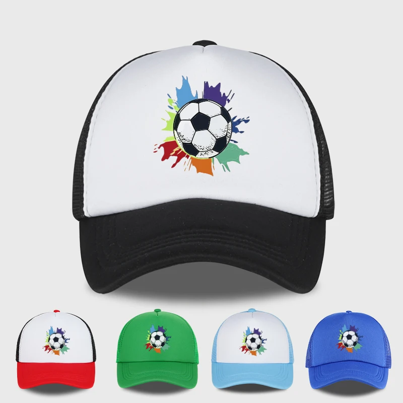 Colorful Soccer Splash Print Sponge Mesh Cap - Adjustable Unisex Casual Mesh Cap for Soccer Fans and Sports Enthusiasts