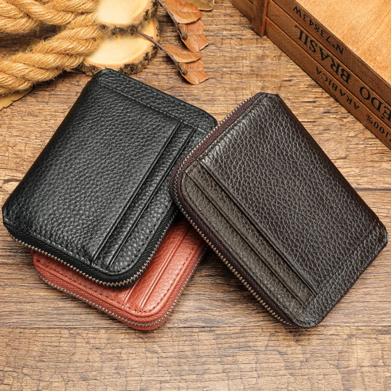 حامل بطاقة جلدية أصلية نموذج جديد سعة كبيرة فتحات بطاقة متعددة حامل بطاقة الهوية الصغيرة محفظة نسائية للعملات المعدنية من جلد البقر #3