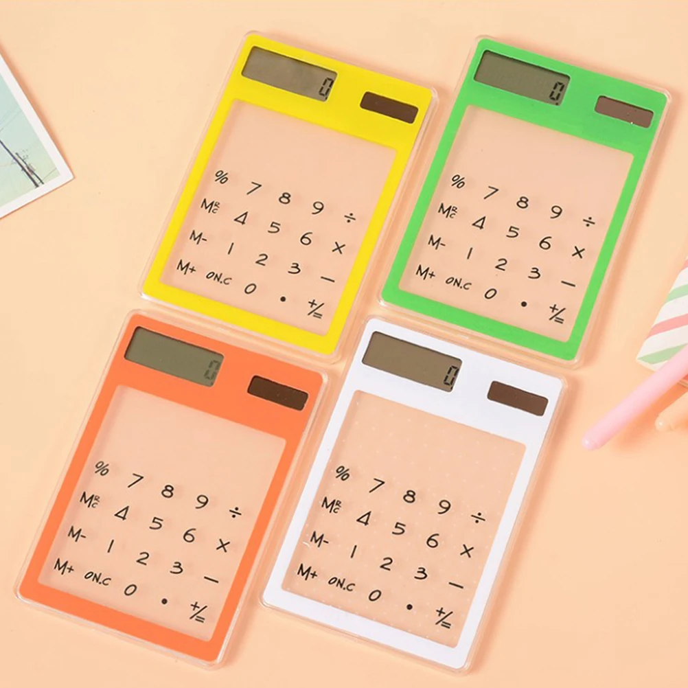 

4pcs Calculator Compact Lightweight for Office Students Mini Transparent Automatic On Off Pocket Desktop