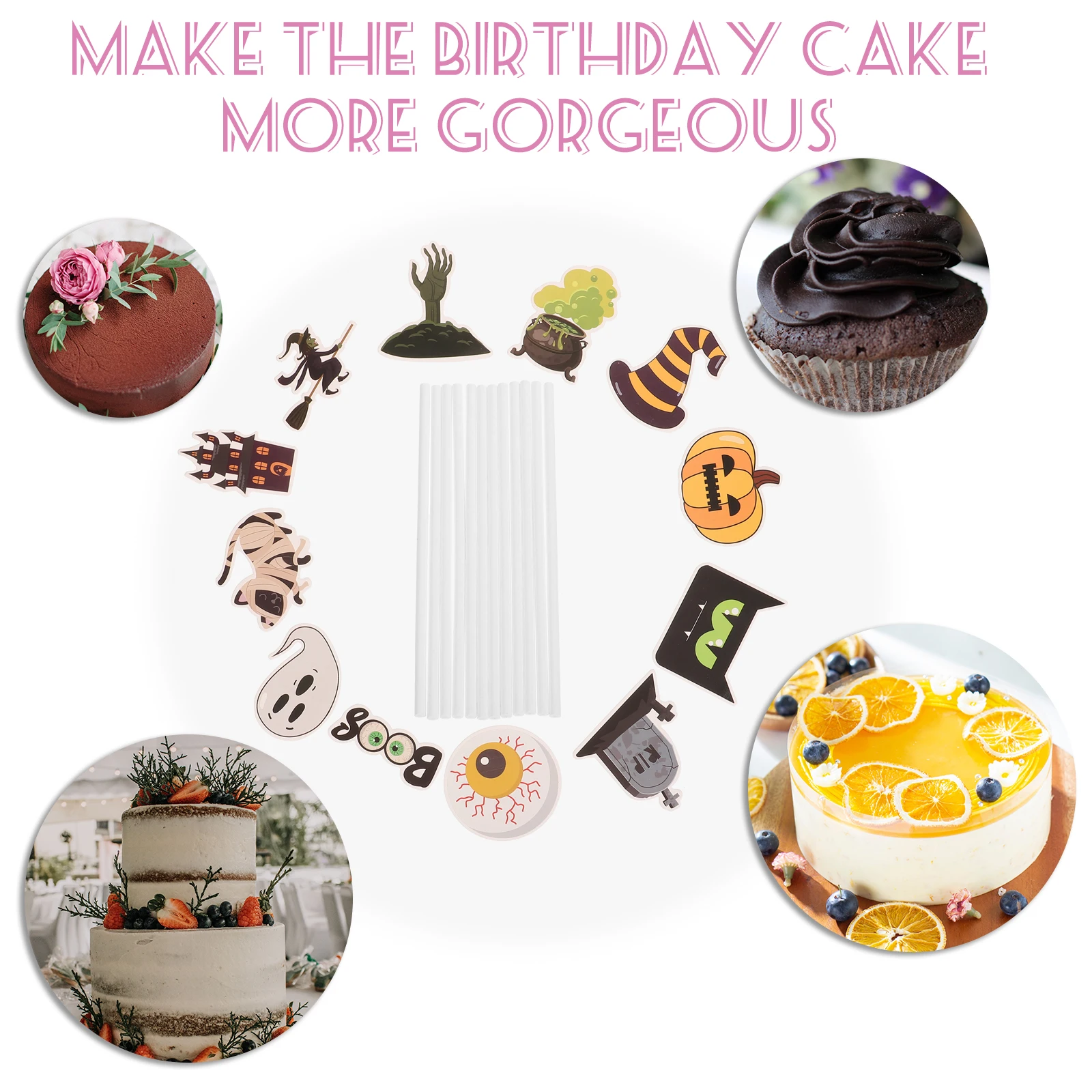 

12Pcs Halloween Pumpkin Cupcake Toppers Birthday Cake Decoration Halloween Party Supplies Birthday Cake Decorations