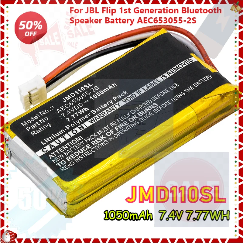 

1050mAh 7.4 V JMD110SL Rechargeable Battery for JBL Flip 1st Generation Bluetooth Speaker Battery AEC653055-2S High Quality