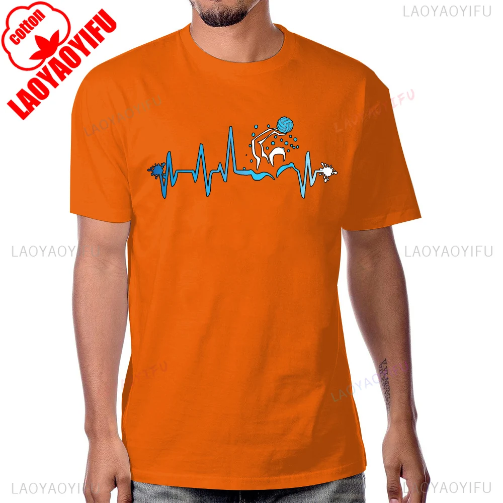 Water Polo Player Heart Beat Graphic Printed T-Shirt Short Sleeve Casual Fashion Harajuku Hip Hop Man Tshirt Cotton Women Tees view 4