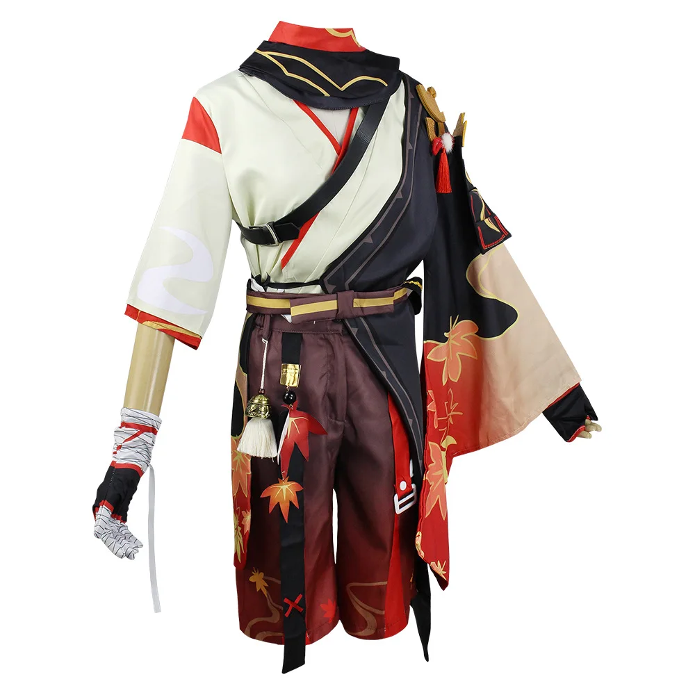 Kaedehara Kazuha Cosplay Kostuum Spel Genshin Impact Cosplay Halloween Carnaval Feest Samurai Kostuum Pruik Rode Bril