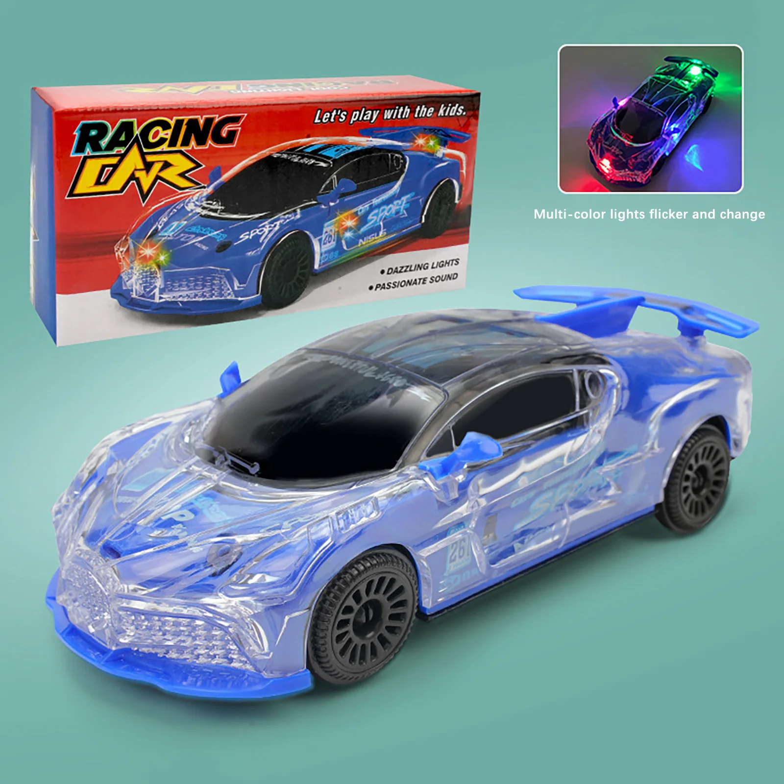 

Girl Ironing Board Battery Powered "Bump Action" 8 "toy Car Changes Direction When Touching Flashing Lights And Alarm Sounds