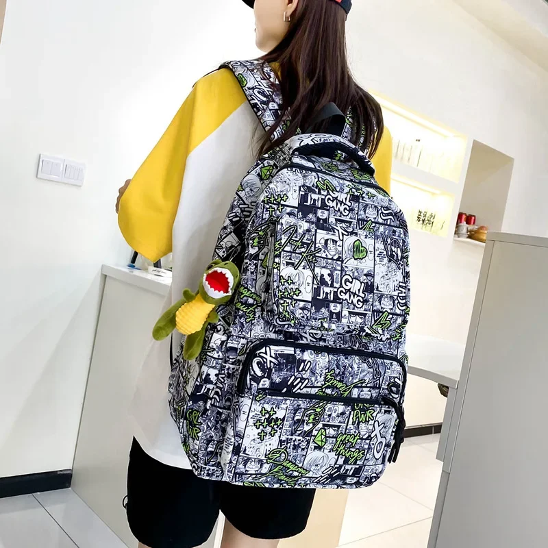 One Piece Anime Cartoon School Bag para meninos e meninas, grande capacidade, lazer, viagem, Luffy, mochila de moda