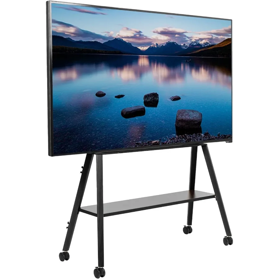 

Художественный мольберт на колесиках, 43–75 дюймов, светодиодный ЖК-экран, подставка для мобильного студийного телевизора с деревянной полкой для аксессуаров и регулируемым телевизором