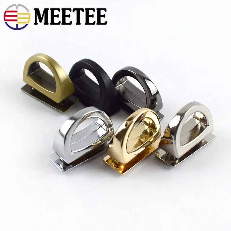 Meetee 5/10/20Pcs 14mm Metal D Ring Bag Side Clip Buckles Screw Handbag Chain Hanger Hook DIY Strap Hardware Accessories