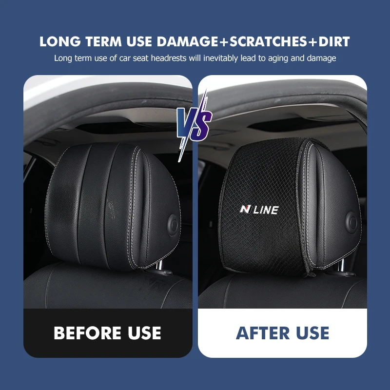 Universal Ice Silk Car Pillowcase Front Seat Headrest Dust Cover For Hyundai N Line i20 i30 Sonata Tucson Azera Elantra Veloster - view 5