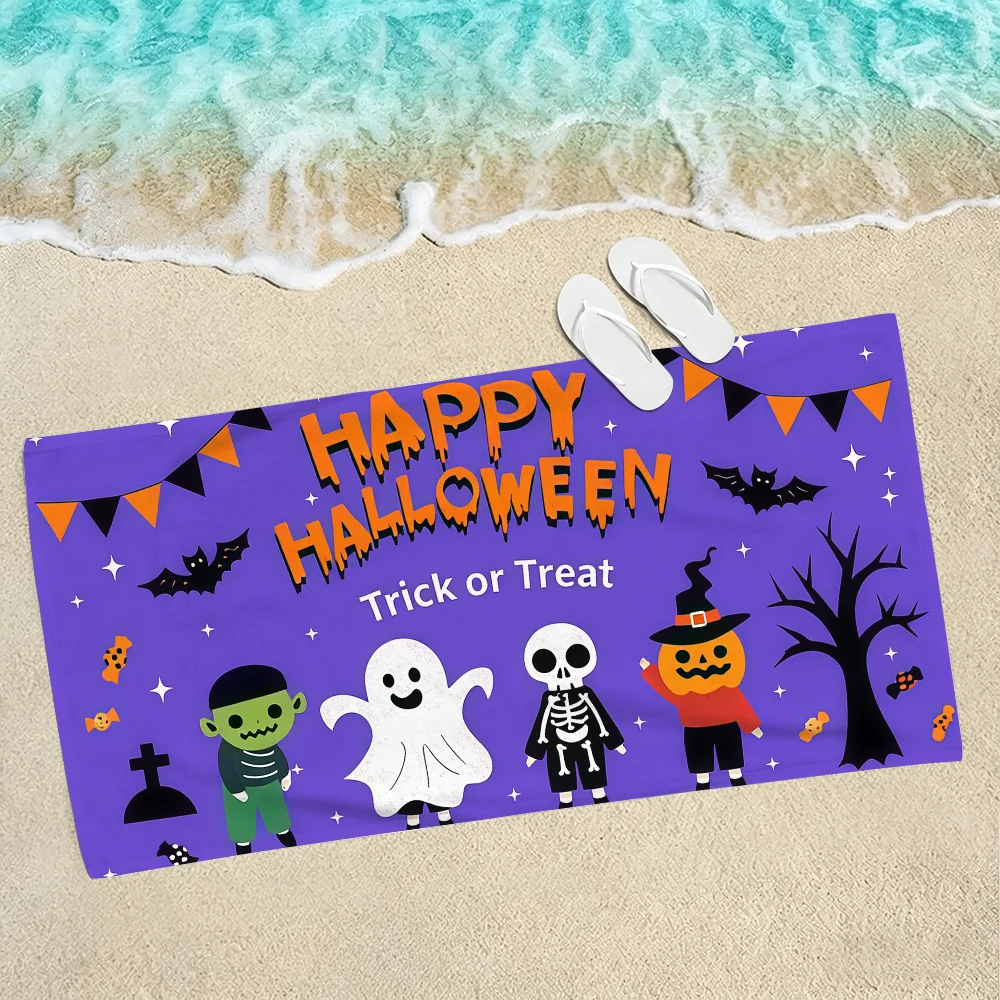 Happy festival Halloween Towel Soft Lightweight Anti-Sand Large Beach Towel Quick-Drying Bath Sports Family