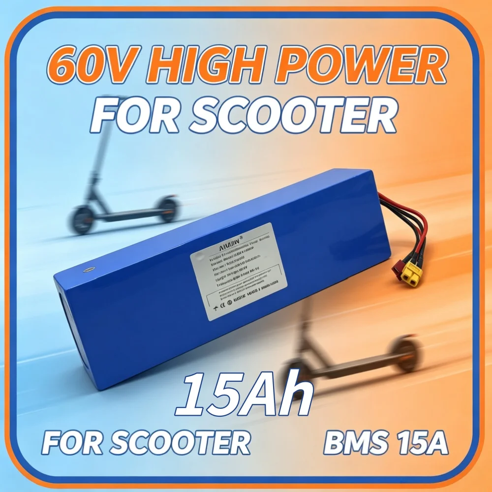 60V 16s4p lithium battery pack, 60V 15Ah 2000W battery, built-in BMS long-lasting battery Global Air Transport