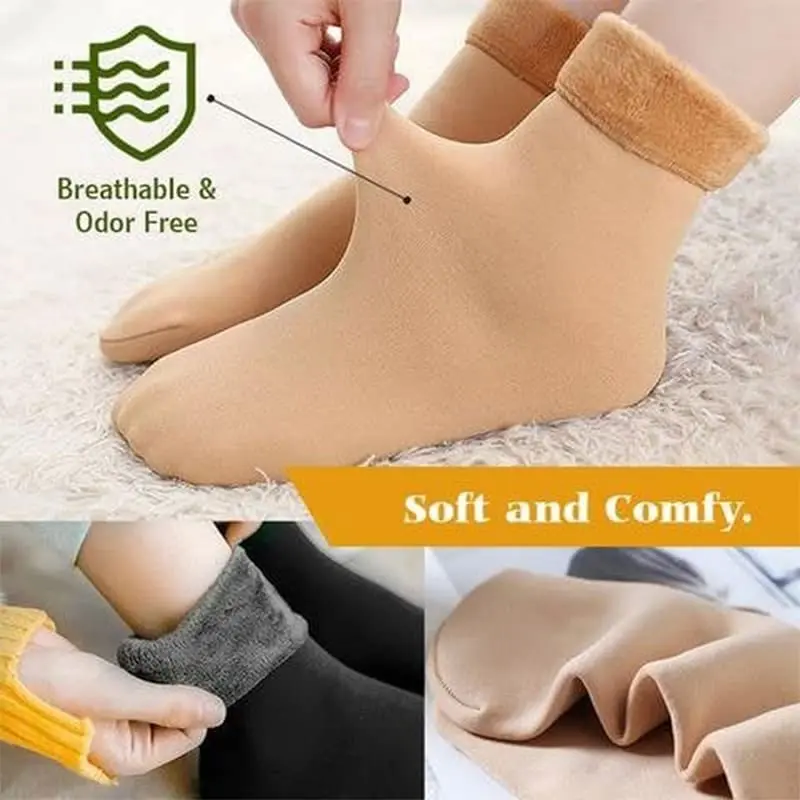 5 Pairs Women's Thermal Winter Socks - Cold-Resistant Self- Thickened Velvet Socks with Elastic Cuff,Indoor Outdoor Floor Socks