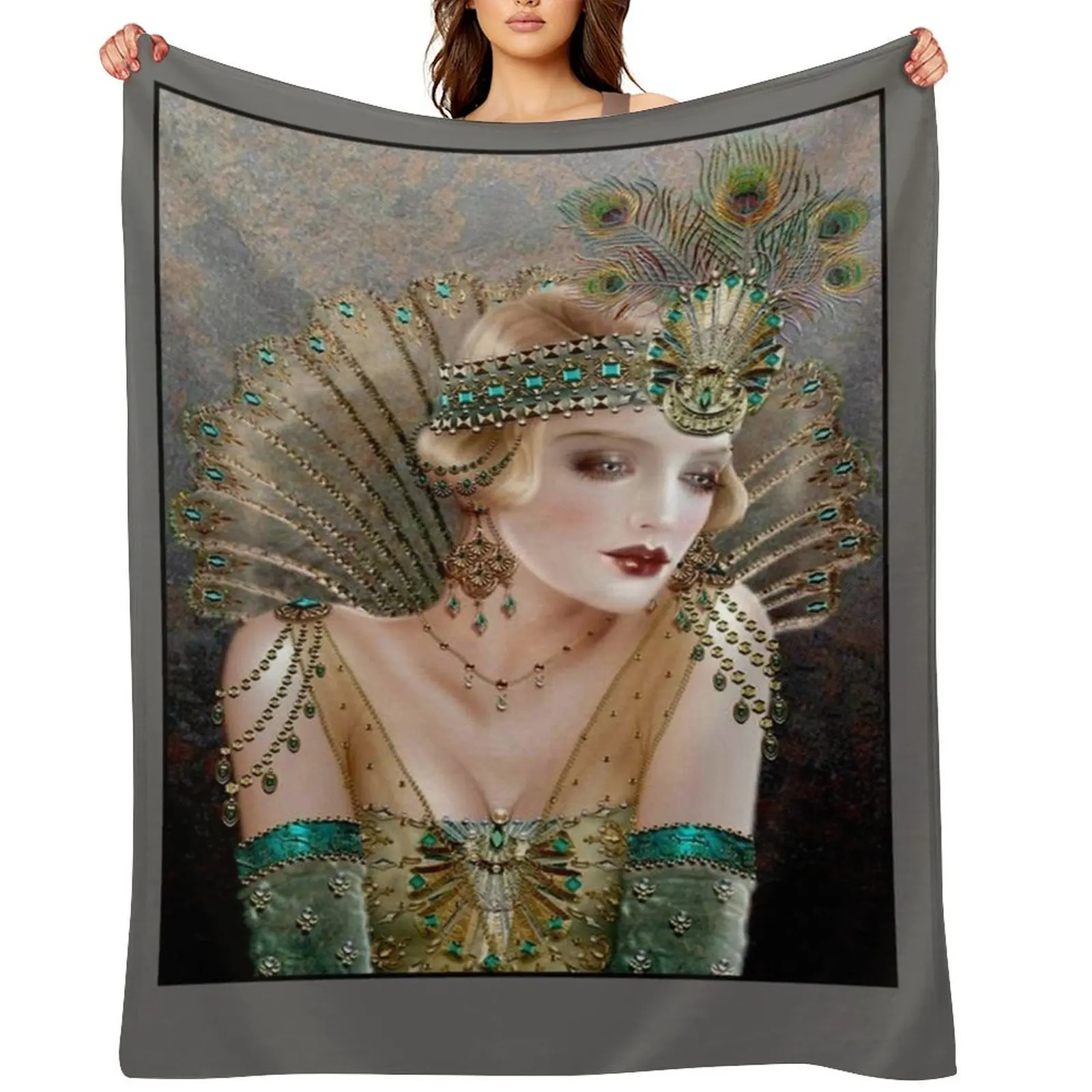 FLAPPER : Vintage 1929 Beautiful Fashion Magazine Advertising Print Throw Blanket Sofas valentine gift ideas Blankets