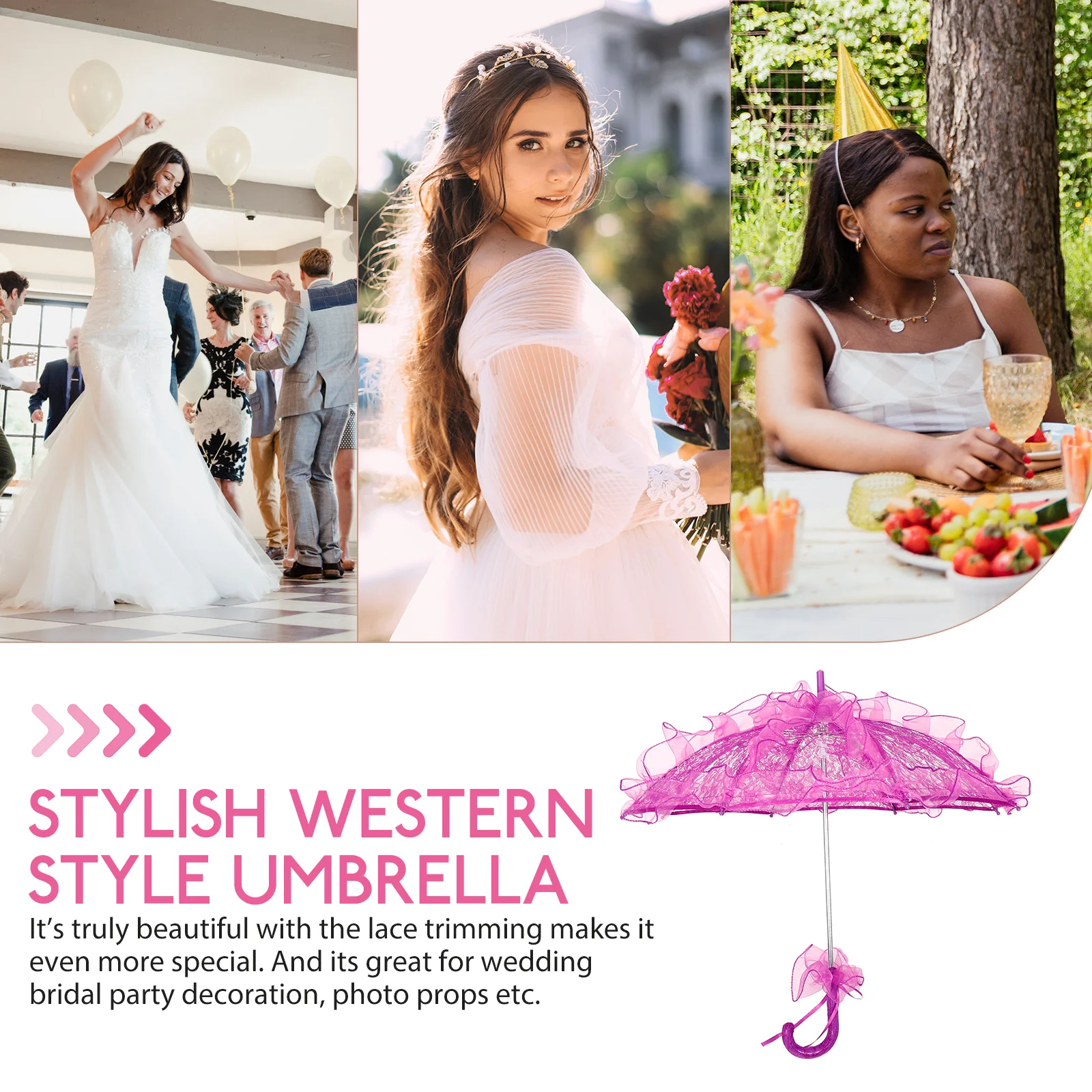 

Wedding Umbrella Vintage Bridal Tea Party Accessories for Women Bride Purple Weeding Parasol Sun Sombrilla Encaje Child