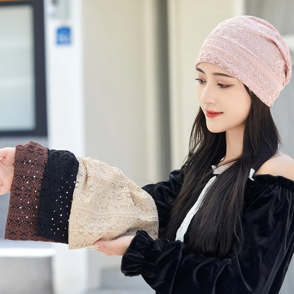 عارضة لينة الدانتيل قبعة القبعات الراين يندبروف الدافئة بونيه قبعات تنفس قبعة النوم الحجاب عمامة قبعة في الهواء الطلق