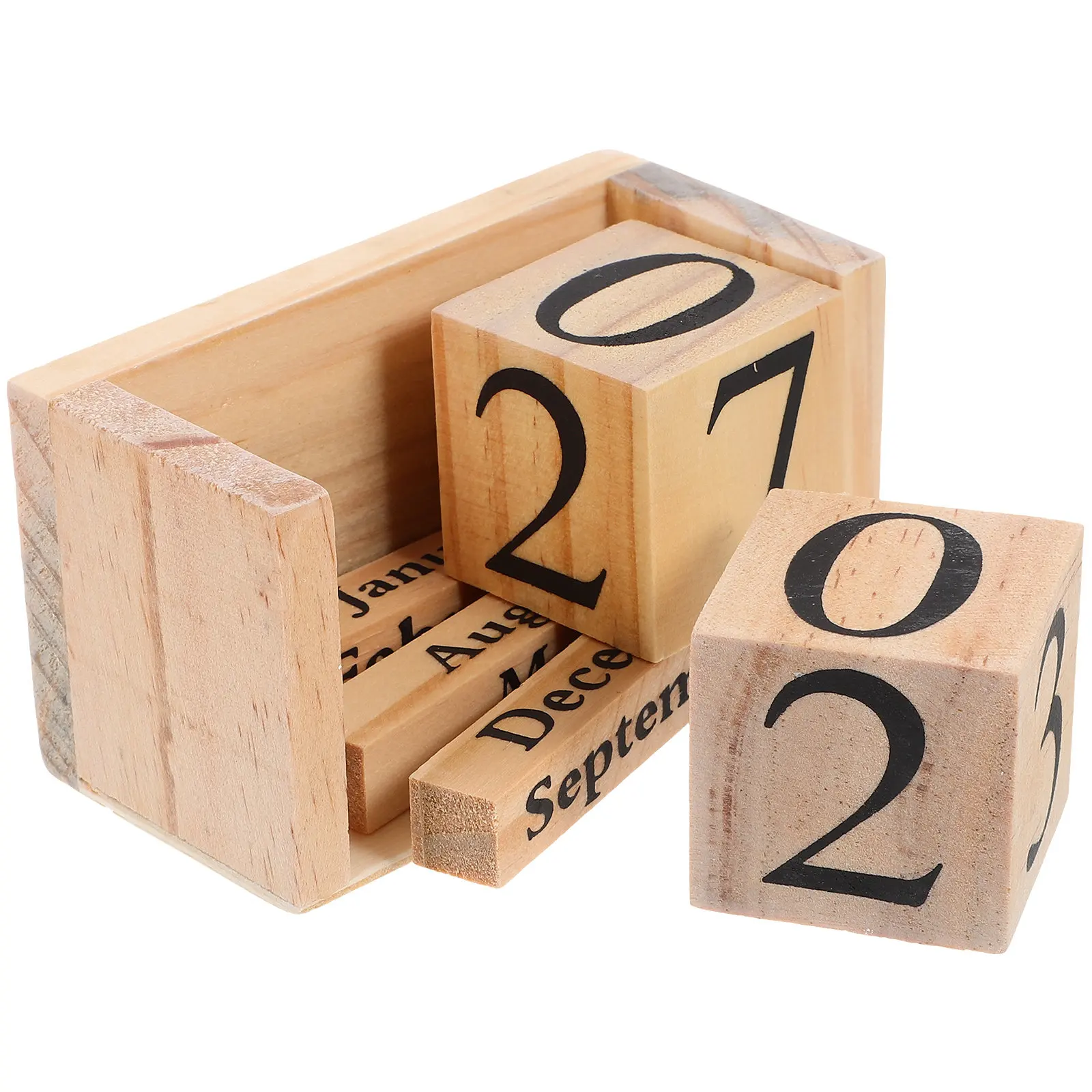 

Stylish Reusable Wooden Calendar Blocks European Design Manual Desktop Calendar for Office School Dormitory Household Decor