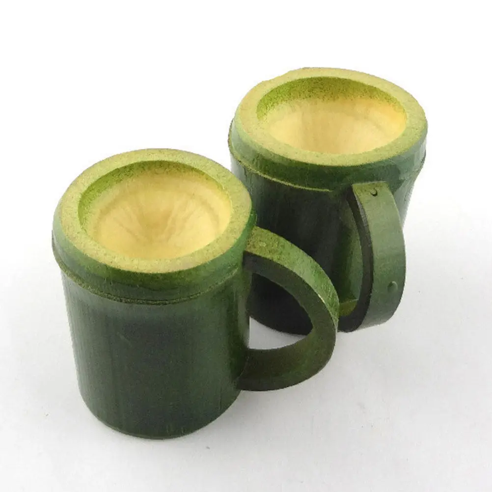 2Pcs Sustainable Bamboo Mug Wood Tea Cup for Hot Cold Drinks Reusable Easy Clean Gift for Friends Family Bar