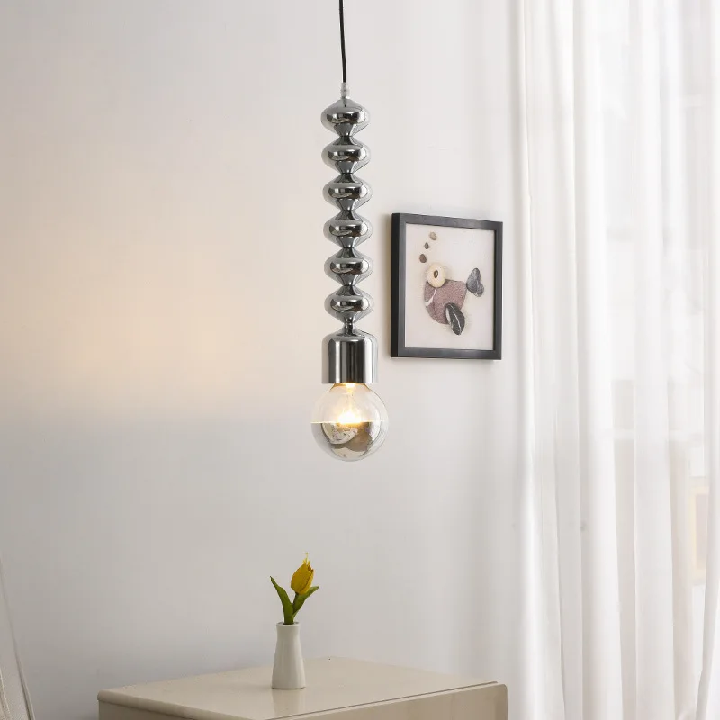 

Bauhaus Black Chrome Pendant Lamps for Bedroom Bedside Decor Minimalist Pearl Hanging Light Living Room Hallway Restaurant Lamp