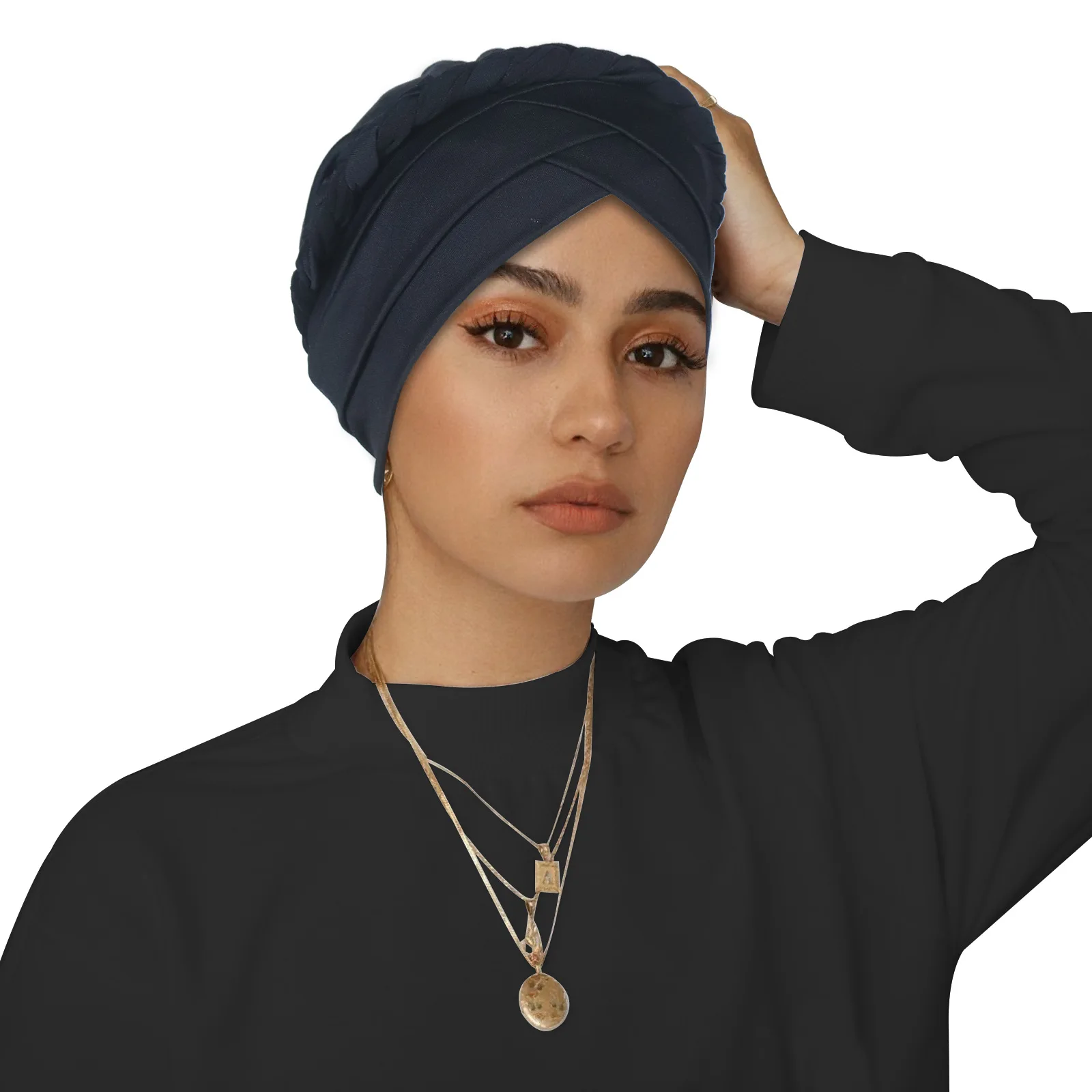 

Muslim Milk Silk Inner Hijab Hat Braids Turban Women Chemo Cap Forehead Cross Bonnet Beanies Hair Loss Headscarf Turbante Mujer