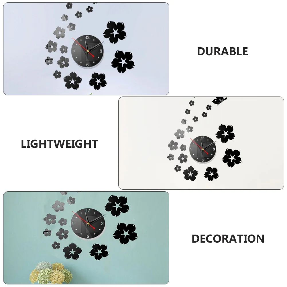 

1Pcs Creative Wall Clock Black Simple Style DIY Hanging Clock Home Bedroom Office Decorative 3D Acrylic Wall Sticker Home Decor