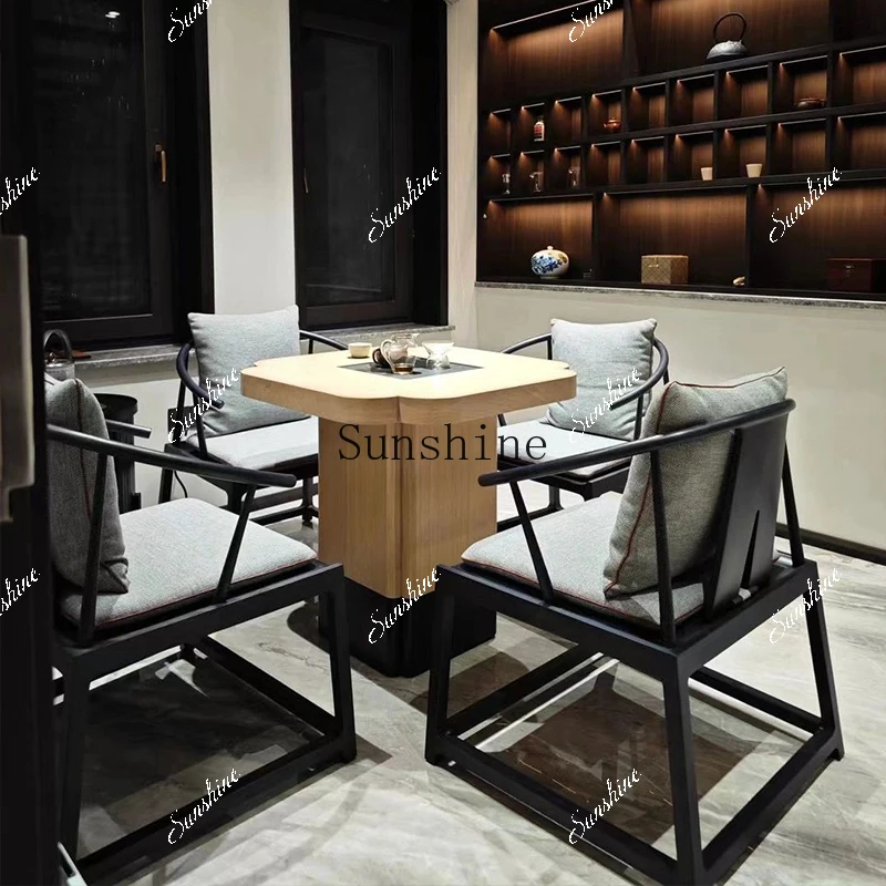 

New Chinese ash wood tenon and mortise process four-seat square tea table simple and modern FT