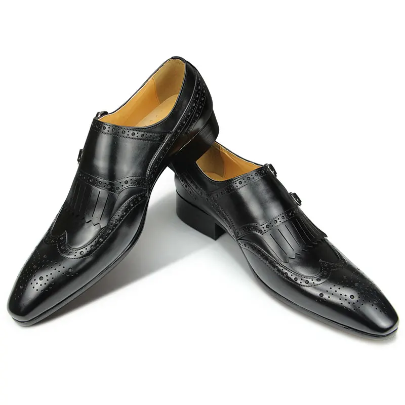 Chaussures en cuir de vachette pour hommes, cuir Parker pointu, couche supérieure de luxe, chaussures d'affaires britanniques, chaussures de mariage formelles, chaussures décontractées de bureau