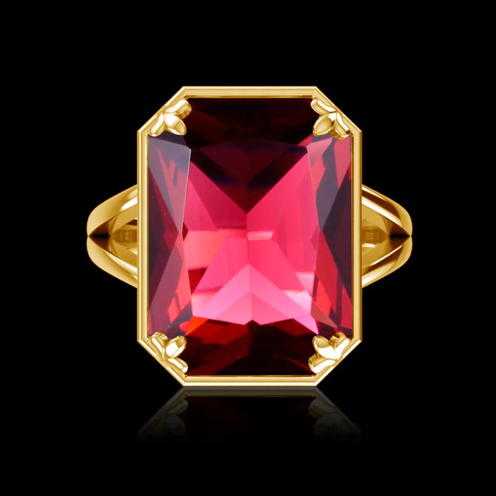 High Quality 925 Sterling Silver Ruby Ring For Woman Gold Plated Rectangle Banquet Party Gift Luxury Trend Jewelry