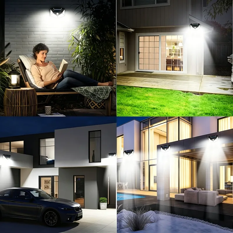 Solar Wall Light with Motion Sensor 3 Modes Waterproof Courtyard Lighting Decorative Lights for Streets Warehouses Park Home