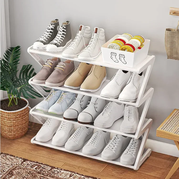 Simple Z-shaped Dust-proof Shoe Rack and Shoe Cabinet, Multifunctional Home Multi-layer Space Saving Shoe Storage Rack