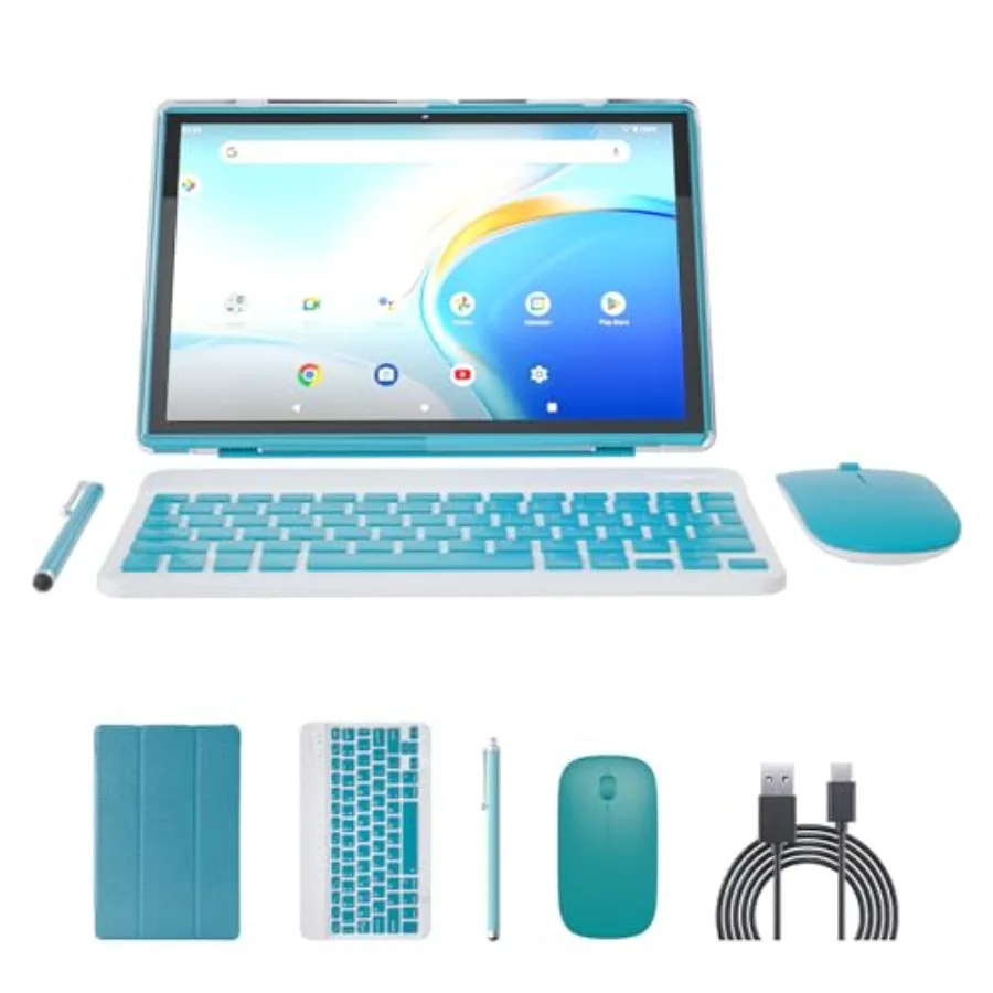 

10 inch 2 in 1 Tablet with Keyboard Android 15 8GB+32GB 6000mAh Battery WiFi-6 Bluetooth Dual Camera 10.1 Tablet PC with Case M