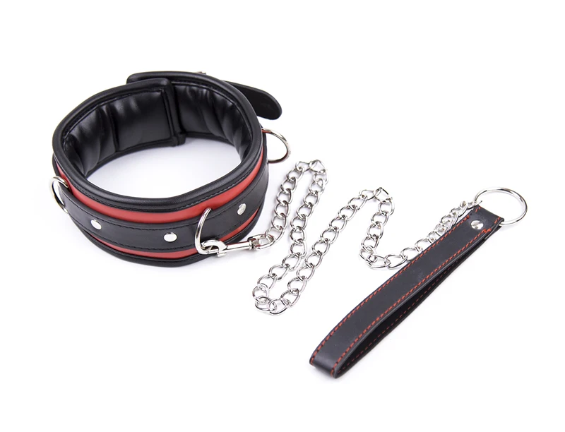 BDSM Collar Leather And Iron Chain Link Sponge Filling Bdsm Slave Collars Women Bondage Collar Sex Toys