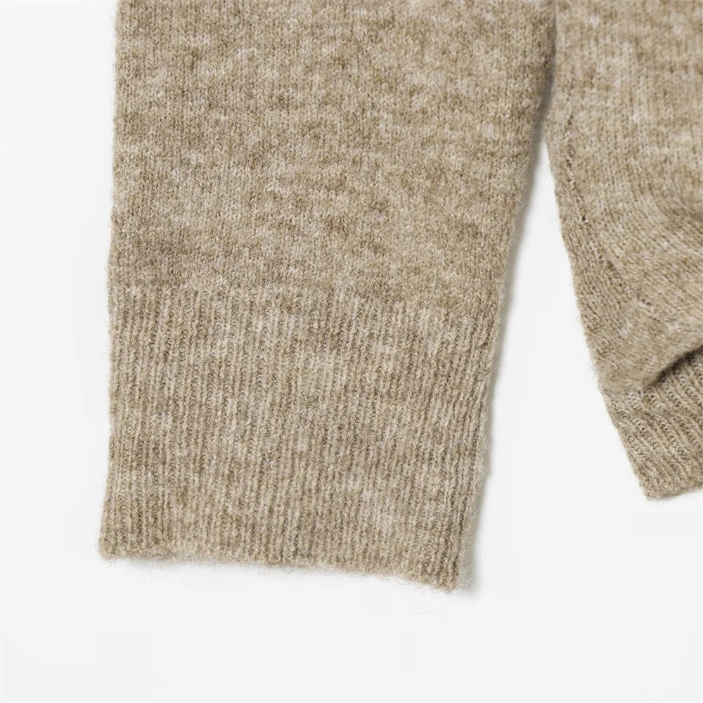 سترة نسائية خريفية جديدة غير رسمية متعددة الاستخدامات بعقدة بأزرار ورقبة دائرية وأكمام طويلة سترة محبوكة مضلعة #5