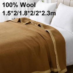 100% Wool Blankets 1.5*2/1.8*2/2*2.3m Fleece Blanket Sleeping Warm Comforter For Winter Adult Children Bedding Office Travel