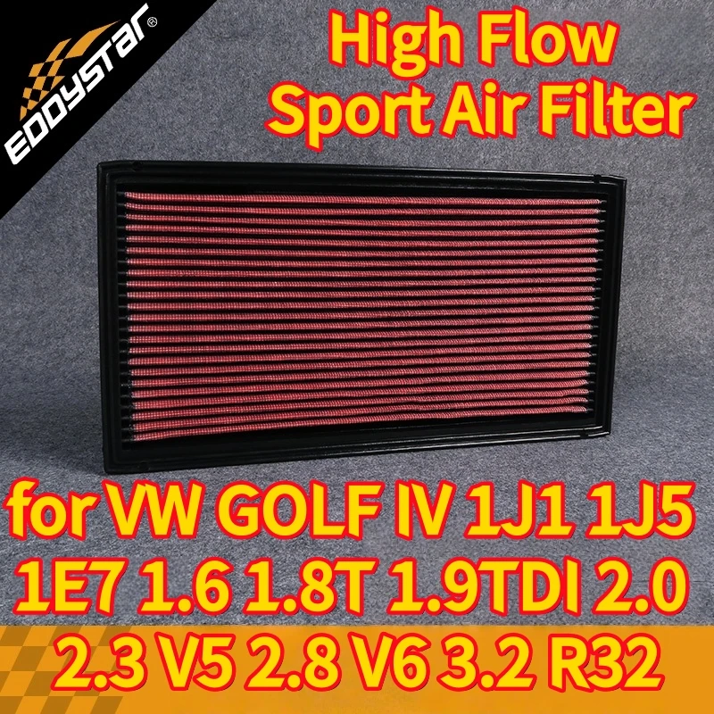 

Спортивный воздушный фильтр с высоким расходом для VW GOLF IV 1J1 1J5 1E7 1,6 1,8T 1,9TDI 2,0 2,3 V5 2,8 V6 3,2 R32 Моющиеся гоночные впускные фильтры