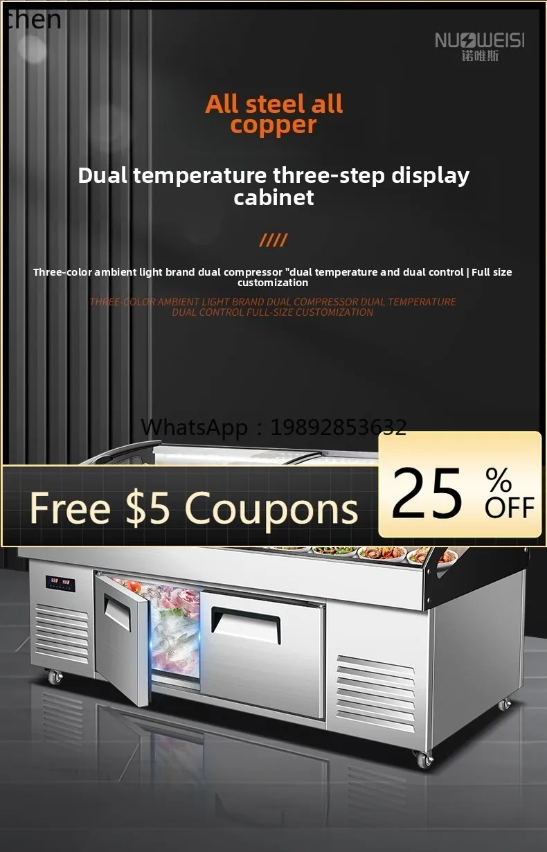 

cabinet refrigerated and frozen commercial fresh-keeping freezer restaurant dishes barbecue cold dishes a la carte cabinet