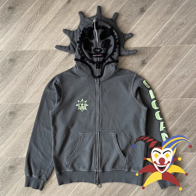 2024fw Washed Ash Glo Gang The Glory Renegades Full Zip Hoodie Men Women Casual Vintage Hooded